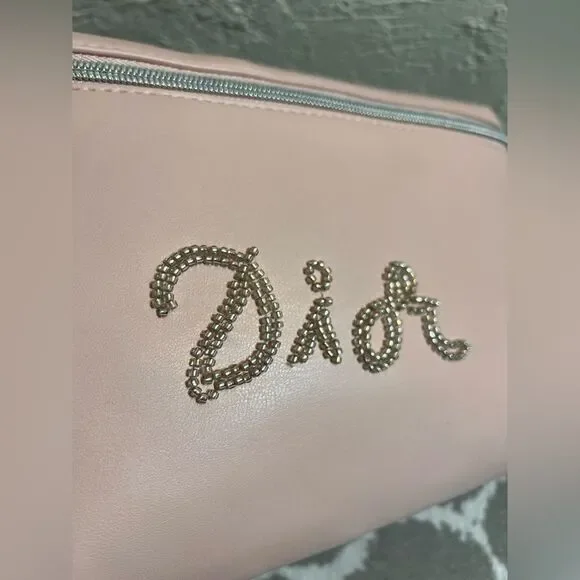 Dior Pink Cosmetic Bag NEW w Silver Beaded Accents brand new lovely charm gifts - Picture 4 of 9
